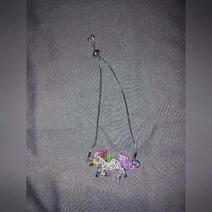 NIB Bracelet cinch up silver rhinestone unicorn bracelet NIB